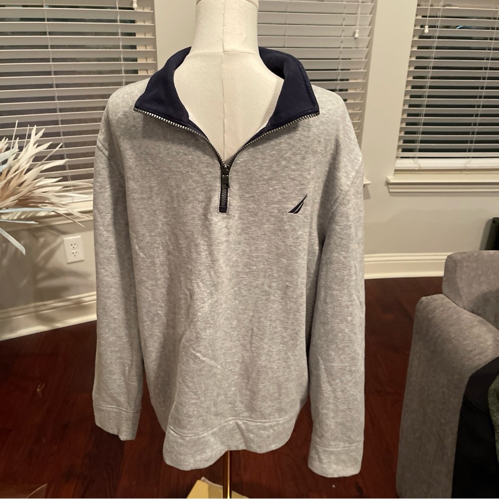 Nautica Men's Gray Quarter-Zip Sweater